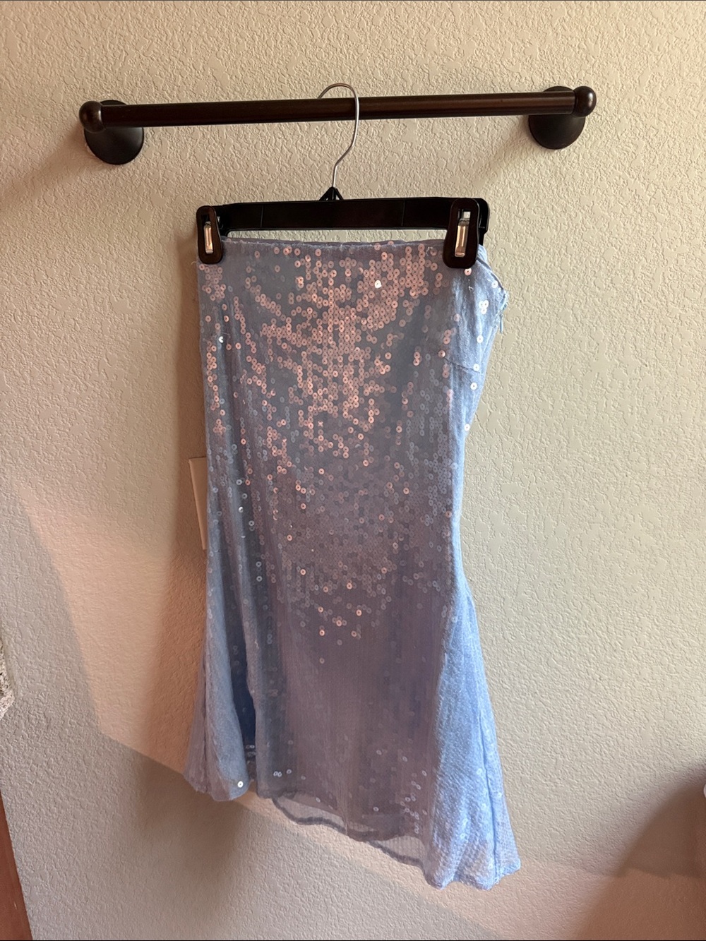 Blue sequin mini dress